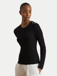 LAUREN RALPH LAUREN Sweter 200P14039001 Czarny Regular Fit. Czarne swetry damskie Lauren Ralph Lauren, xl, bez wzorów, z wiskozy, bez kołnierzyka, bez ramiączek, bez kaptura. Za 859.99 zł.