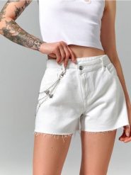 Szorty jeansowe - biały. Białe szorty damskie Sinsay, l, bez wzorów, z bawełny. Za 69.99 zł.