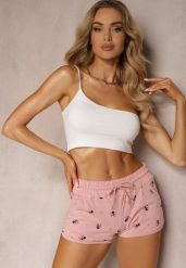 Różowe Casualowe Szorty z Bawełny High Waist Wykończone w Pasie Gumką Uantia. Czerwone szorty damskie Renee, l, bez wzorów, z bawełny, biznesowe, z podwyższonym stanem. Za 34.99 zł.