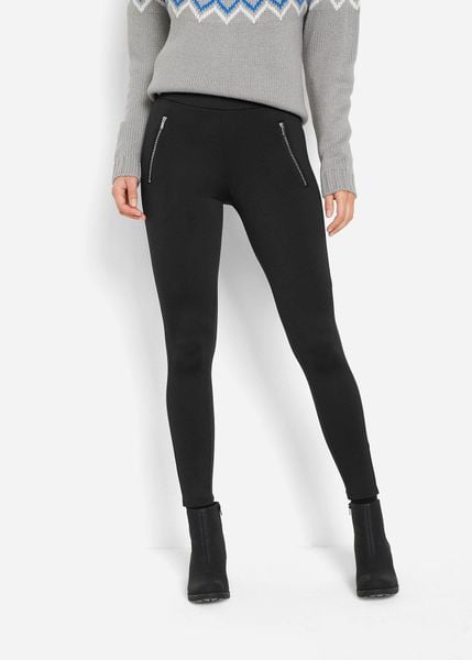 Legginsy ocieplane. Czarne legginsy damskie bonprix, bez wzorów. Za 104.99 zł.