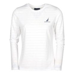 Koszulka Damska Nautica Laurie LS. Białe t-shirty damskie Nautica, bez wzorów, z materiału, bez kołnierzyka. Za 209.00 zł.