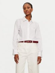 Tommy Hilfiger Koszula WW0WW44084 Biały Regular Fit. Białe bluzki damskie Tommy Hilfiger, bez wzorów, z bawełny, bez kołnierzyka, bez ramiączek. Za 229.99 zł.