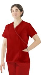 Visent Bluza medyczna kosmetyczna damska lekarska czerwony / czerwona lamówka 44. Czerwone bluzy damskie Visent, bez wzorów, bez kaptura. Za 64.99 zł.