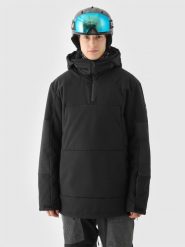 4F Kurtka snowboardowa membrana 8000 męska - czarna L. Czarne kurtki męskie 4f, na zimę, l, bez wzorów, z dzianiny, klasyczne, z kapturem. W wyprzedaży za 299.99 zł.