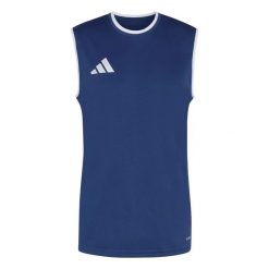Koszulka męska adidas Entrada Sleeveless Jersey. Białe koszulki sportowe męskie Adidas, m, bez wzorów, z jersey, bez kołnierzyka, bez ramiączek, do piłki nożnej, climacool (adidas). Za 63.99 zł.