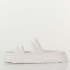 Białe lekkie piankowe klapki damskie DiA 51-001. Białe klapki damskie DiA, bez wzorów, z dresówki, trekkingowe. Za 59.00 zł.