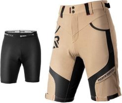 Zestaw 2 w 1: spodenki rowerowe i spodenki z szelkami ROCKBROS. Czarne krótkie spodenki sportowe męskie ROCKBROS, l, bez wzorów, z elastanu, rowerowe. Za 259.60 zł.