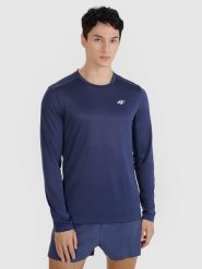 4F Longsleeve do biegania szybkoschnący męski - szary XL. Szare koszulki sportowe męskie 4f, m, bez wzorów, z dzianiny, klasyczne, bez kołnierzyka. W wyprzedaży za 79.99 zł.