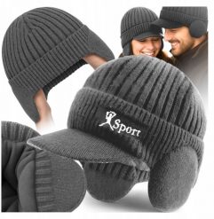 CZAPKA ZIMOWA Z DASZKIEM I NAUSZNIKAMI KANZA. Czapki i kapelusze męskie Hitbaits, na zimę, bez wzorów. Za 22.50 zł.