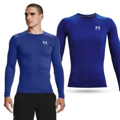 Koszulka termoaktywna męska UNDER ARMOUR 1361524 z długim rękawem. Niebieskie bluzy męskie Under Armour, m, bez wzorów, z elastanu, bez kaptura. Za 199.90 zł.