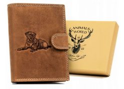 Portfel skórzany Always Wild N4L-CHM-DOG-2 brązowy. Brązowe portfele męskie Always Wild, bez wzorów, z nubiku. Za 50.00 zł.