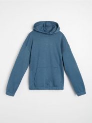 Bluza hoodie - niebieski. Niebieskie bluzy męskie Sinsay, l, bez wzorów, bez kaptura. Za 49.99 zł.