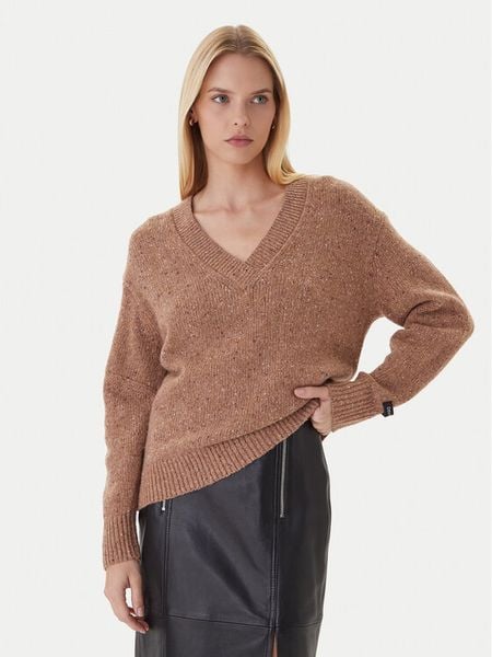 Calvin Klein Jeans Sweter Chunky LV044D328G Brązowy Regular Fit. Brązowe swetry damskie Calvin Klein Jeans, m, bez wzorów, z jeansu, bez kołnierzyka, bez ramiączek, bez kaptura. Za 399.99 zł.