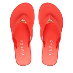 Japonki Guess. Czerwone klapki damskie Guess, z aplikacjami, bez obcasa. Za 260.99 zł.