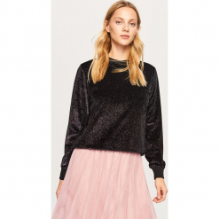 Bluza z błyszczącą nitką - Czarny. Czarne bluzy damskie Reserved. Za 79.99 zł.