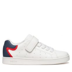 Sneakersy Geox. Białe trampki i tenisówki chłopięce Geox, bez wzorów, bez zapięcia. Za 139.99 zł.