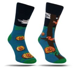 Asymetryczne Skarpetki More - Męskie, Jesienne, Halloween, Dynia, Wiewiórka. Skarpety męskie More, bez wzorów, z bawełny. Za 24.90 zł.