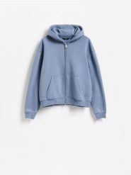 Rozpinana bluza z kapturem - granatowy. Niebieskie bluzy męskie Reserved, l, bez wzorów, z bawełny, z kapturem. Za 129.99 zł.