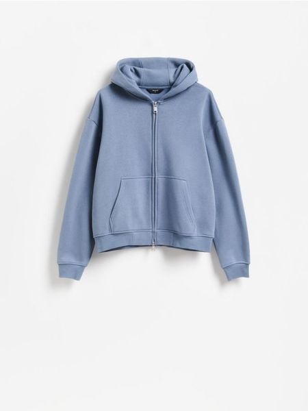 Rozpinana bluza z kapturem - granatowy. Niebieskie bluzy męskie Reserved, l, bez wzorów, z bawełny, z kapturem. Za 129.99 zł.