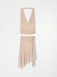 Komplet z topem halter i spódnicą midi w grochy - wielobarwny. Spódnice damskie Sinsay, l, bez wzorów, midi. Za 79.99 zł.