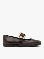 Brązowe baleriny Mary Jane z klamrą. Brązowe baleriny damskie Brawo sp. z o.o., bez wzorów, ze skóry, eleganckie, bez obcasa, na płaskiej podeszwie. Za 349.99 zł.