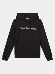 Calvin Klein Jeans Bluza Logo IU0IU00601 D Czarny Regular Fit. Czarne bluzy dla chłopców Calvin Klein Jeans, bez wzorów, z bawełny, bez ramiączek, bez kaptura. Za 169.99 zł.