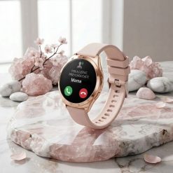 Smartwatch Rubicon Damski F56 rozmowy Bluetooth różowe złoto 2 paski IP68 (F56-1-NE). Czerwone paski damskie Rubicon, bez wzorów. Za 239.00 zł.