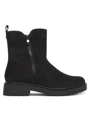 Caprice Botki 9-25414-45 Czarny. Czarne botki damskie Caprice, z nubiku, bez obcasa, na płaskiej podeszwie, bez zapięcia. Za 489.99 zł.