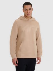 4F Bluza dresowa nierozpinana z kapturem męska - beżowa S. Brązowe bluzy męskie 4f, m, bez wzorów, z bawełny, z kapturem. W wyprzedaży za 119.99 zł.