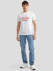 Koszulka męska z nadrukiem biała Jaman 100. Białe t-shirty męskie Big Star, l, bez wzorów, z bawełny, klasyczne, bez kołnierzyka. W wyprzedaży za 39.99 zł.