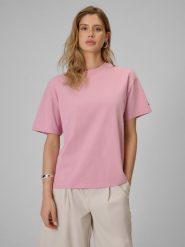 4F T-shirt loose gładki damski - różowy M. Czerwone t-shirty damskie 4f, m, bez wzorów, z bawełny, bez kołnierzyka. Za 79.99 zł.