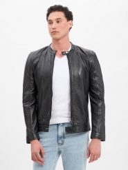 Mauritius kurtka skórzana Mężczyźni skóra czarny, XXXL. Czarne kurtki męskie Mauritius, m, bez wzorów, ze skóry, eleganckie, bez kaptura. Za 479.95 zł.
