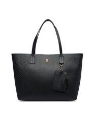Tommy Hilfiger Torebka Th Icon Tote Mono AW0AW19004 Czarny. Czarne torebki do ręki damskie Tommy Hilfiger, bez wzorów, ze skóry, bez dodatków. Za 699.99 zł.