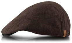 Męski, Ocieplany Kaszkiet z Bawełną - Alties - Brązowy. Brązowe czapki i kapelusze męskie Alties, na jesień, bez wzorów, z bawełny, eleganckie. Za 79.00 zł.