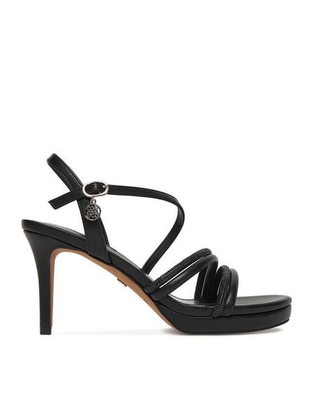 Nine West Sandały CEO-25120-2508 Czarny. Czarne sandały damskie Nine West, bez wzorów, z materiału, bez obcasa, na szpilce, bez zapięcia. Za 229.99 zł.