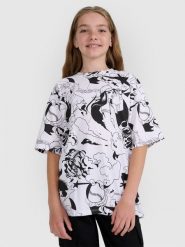 4F T-shirt oversize z nadrukiem dziewczęcy - multikolor 122 (6-7 lat). T-shirty i topy dla dziewczynek 4f, bez wzorów, ze skóry, bez ramiączek. W wyprzedaży za 39.99 zł.