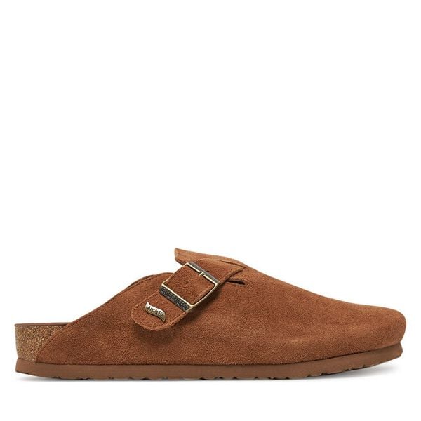 Klapki Skechers. Brązowe klapki damskie Skechers, bez wzorów, bez obcasa. Za 209.99 zł.