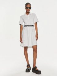 KARL LAGERFELD Sukienka codzienna 241W1350 Biały Regular Fit. Białe sukienki damskie KARL LAGERFELD, na co dzień, xs, bez wzorów, z bawełny, bez kołnierzyka, bez ramiączek, proste. Za 469.99 zł.