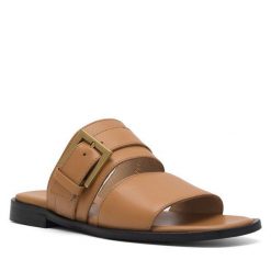 Klapki GINO ROSSI. Brązowe klapki damskie Gino Rossi, bez wzorów, bez obcasa. Za 329.99 zł.