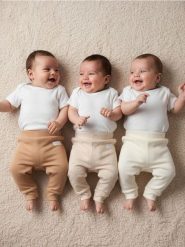 Bawełniane spodnie 3 pack - kremowy. Białe spodenki niemowlęce Sinsay, bez wzorów, z bawełny. Za 29.99 zł.