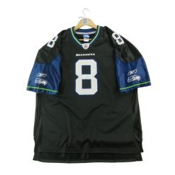 Second life - Reebok męska koszulka NFL Seattle Seahawks 8 - Jak nowy. Czarne koszulki sportowe męskie Reebok, l, bez wzorów, z materiału, bez kołnierzyka, bez ramiączek, do piłki nożnej. Za 170.36 zł.