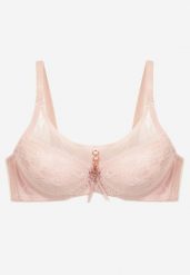 Ciemnoróżowy Koronkowy Biustonosz Push-Up ze Zdobieniami i Kokardką Rivathina. Czerwone biustonosze Born2be, z aplikacjami, z jeansu. Za 34.99 zł.