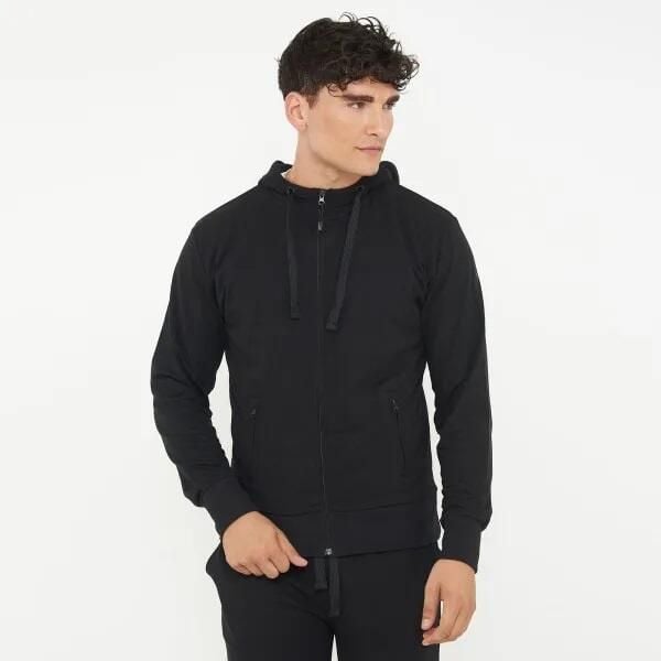 Bluza z kapturem z bawełny ZIPPY czarna. Czarne bluzy męskie Legea, m, bez wzorów, z bawełny, z kapturem. Za 108.00 zł.