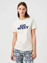 DAMSKA KOSZULKA WRANGLER TEE VINTAGE WHITE 112362572. Białe t-shirty damskie Wrangler, s, bez wzorów, vintage, bez kołnierzyka. Za 79.99 zł.