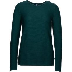 Sweter w kolorze ciemnozielonym. Zielone swetry damskie Tom Tailor, xs, bez wzorów, z bawełny, bez kołnierzyka, bez ramiączek, bez kaptura. W wyprzedaży za 65.95 zł.