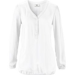 Bluzka z dekoltem "henley", długi rękaw bonprix biały. Białe bluzki damskie bonprix, z kołnierzem typu henley, z długim rękawem. Za 49.99 zł.
