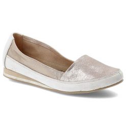 Mokasyny damskie Damiss, błyszczące wsuwane i na płaskiej podeszwie, złote perłowe, DS-016. Białe mokasyny damskie DAMISS, z jeansu, eleganckie. Za 139.00 zł.