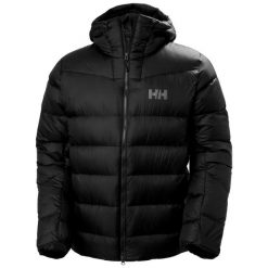 Kurtka z kapturem Helly Hansen Glacier. Czarne kurtki sportowe męskie Helly Hansen, bez wzorów, z puchu, trekkingowe. Za 1,499.95 zł.