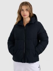 4F Kurtka puchowa z wypełnieniem syntetycznym damska - czarna S. Czarne kurtki damskie 4f, na zimę, s, bez wzorów, z puchu, bez kaptura. Za 399.99 zł.