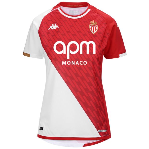 Koszulka domowa dla kobiet AS Monaco Kombat 2023/24. Białe koszulki sportowe damskie Kappa, bez wzorów, sportowe, bez kołnierzyka. Za 403.00 zł.